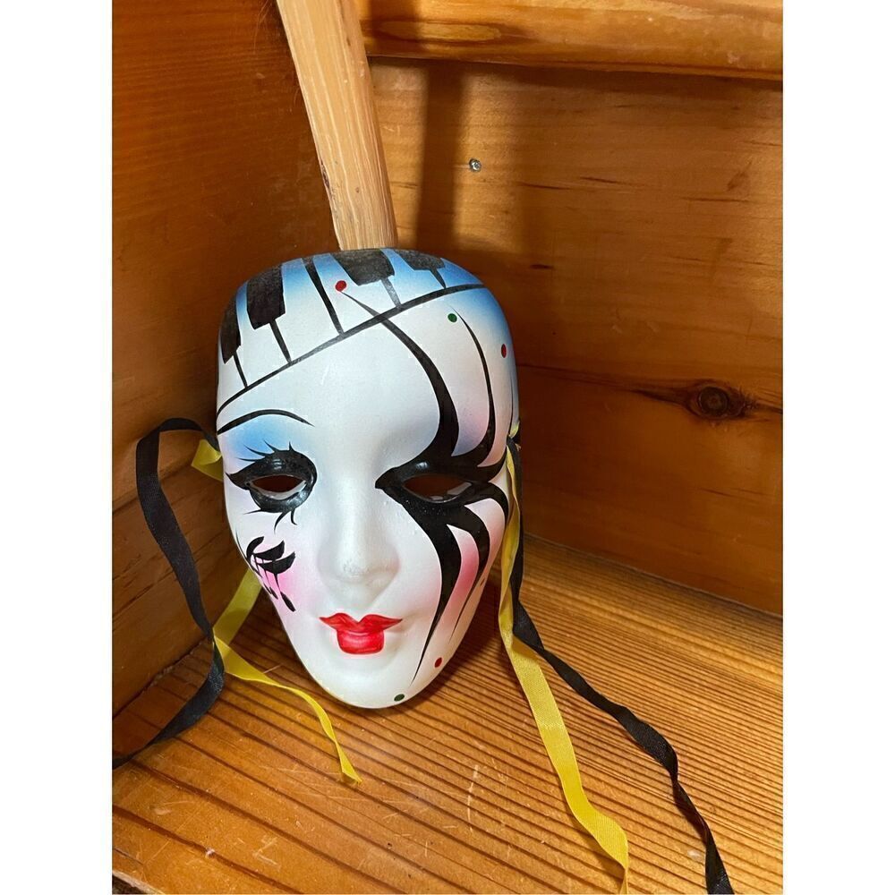Vintage Hand Painted Musical Design Mask